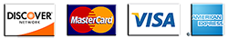 Credit cards accepted MasterCard, Visa, Discover and American Express